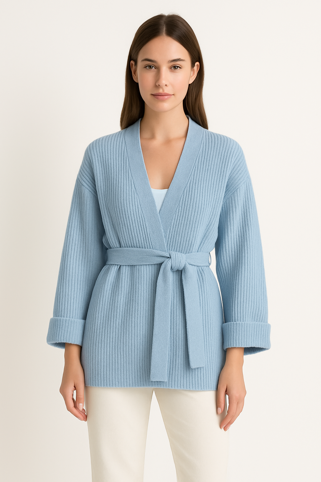 Soft Women's Cable Knit Wrap Sweater - BritishElegance