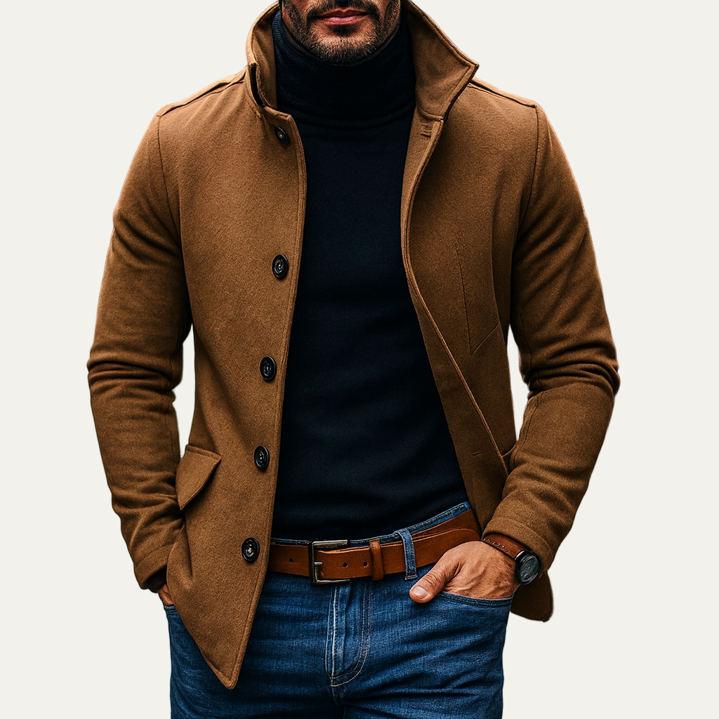 Men’s Minimalist Single Breasted Topcoat