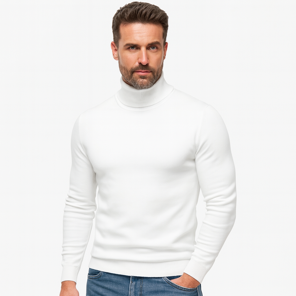 Men’s Plain Knit Turtleneck Sweater