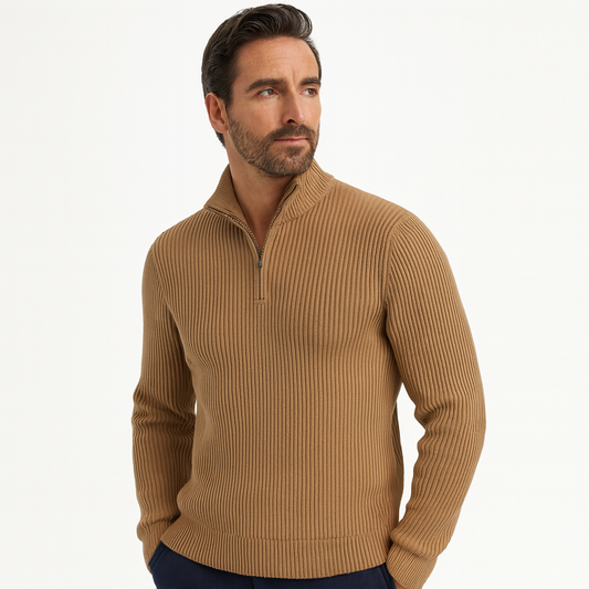 Men’s Wide Rib Quarter Zip Knit Sweater