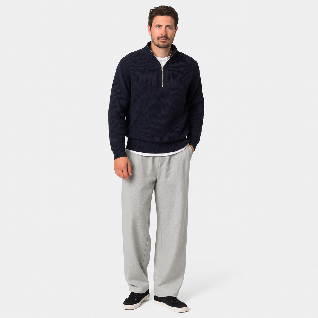 Men's Ribbed Zip Sweater | Casual