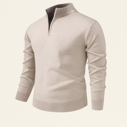 Men’s Solid Quarter Zip Stand Collar Pullover