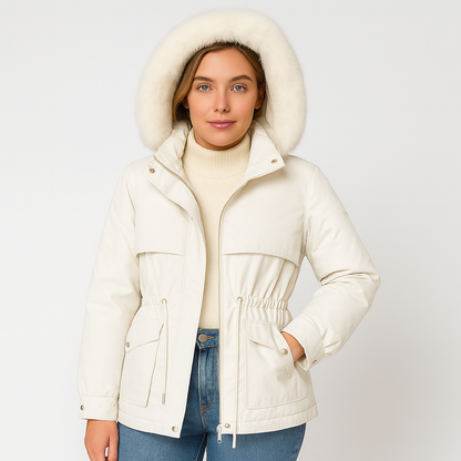 Neriva | ArcticGlam Coat - Fashionable Winter Wear Featuring a Cozy Fur Hood