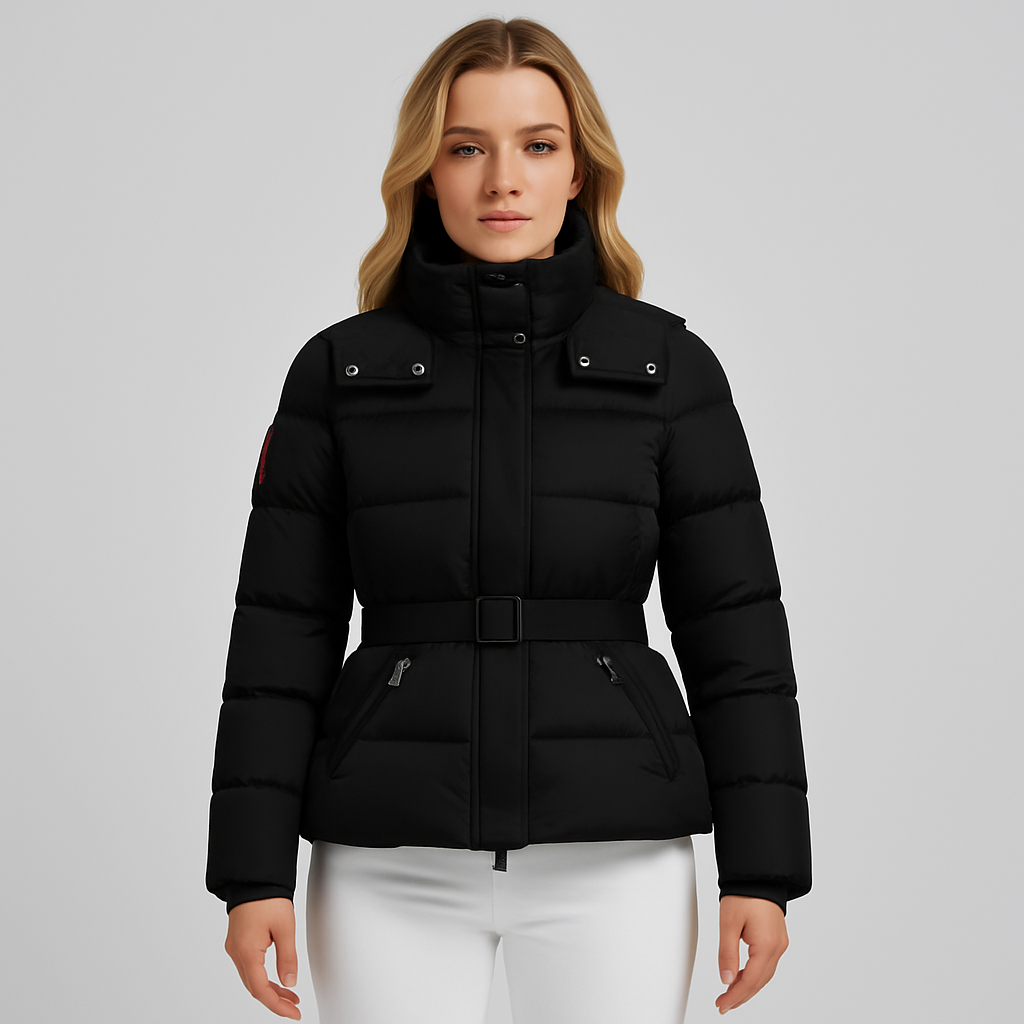 Jessica | Puffer Jacket - Quilted Belted Hip-Length Water-Resistant Outerwear for Women