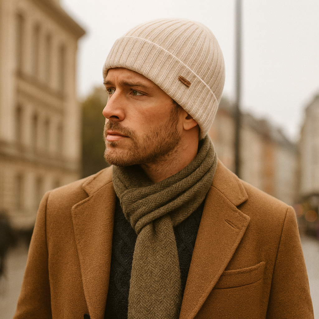 The Blackwell Men's Stylish Ribbed Knit Cashmere Beanie