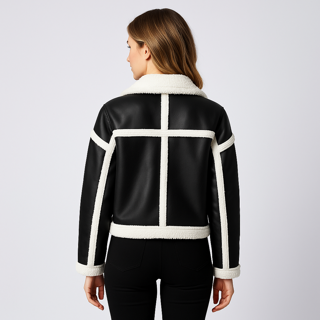 Jenifer | Short Jacket - Oversized Autumn Outerwear with Contrast Trim for Women