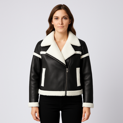 Jenifer | Short Jacket - Oversized Autumn Outerwear with Contrast Trim for Women