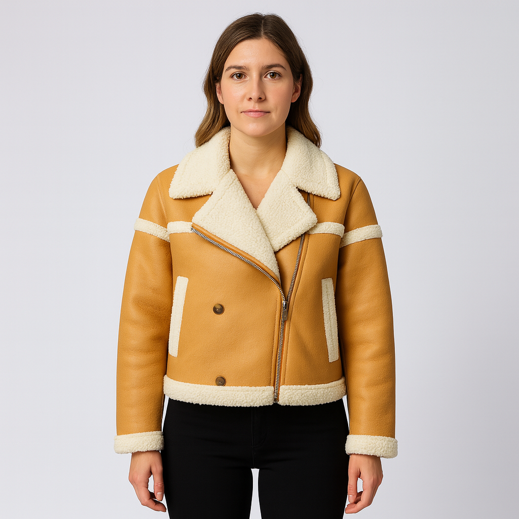 Jenifer | Short Jacket - Oversized Autumn Outerwear with Contrast Trim for Women