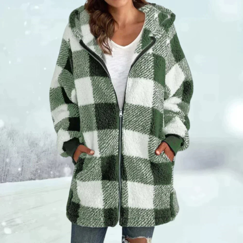 Blakely | Women's Checked Faux Fur Winter Jacket for Cozy Style