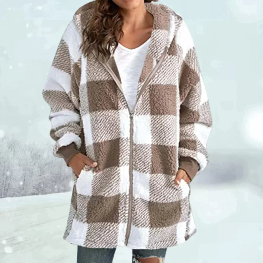 Blakely | Women's Checked Faux Fur Winter Jacket for Cozy Style
