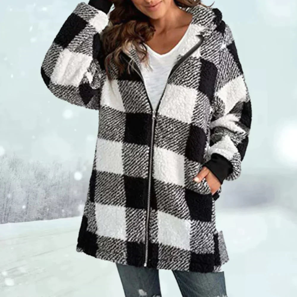 Blakely | Women's Checked Faux Fur Winter Jacket for Cozy Style