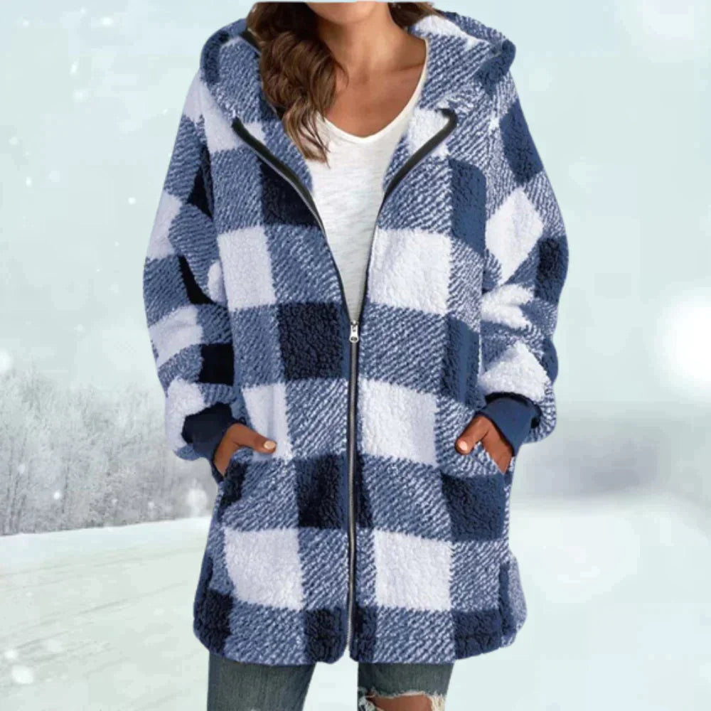 Blakely | Women's Checked Faux Fur Winter Jacket for Cozy Style