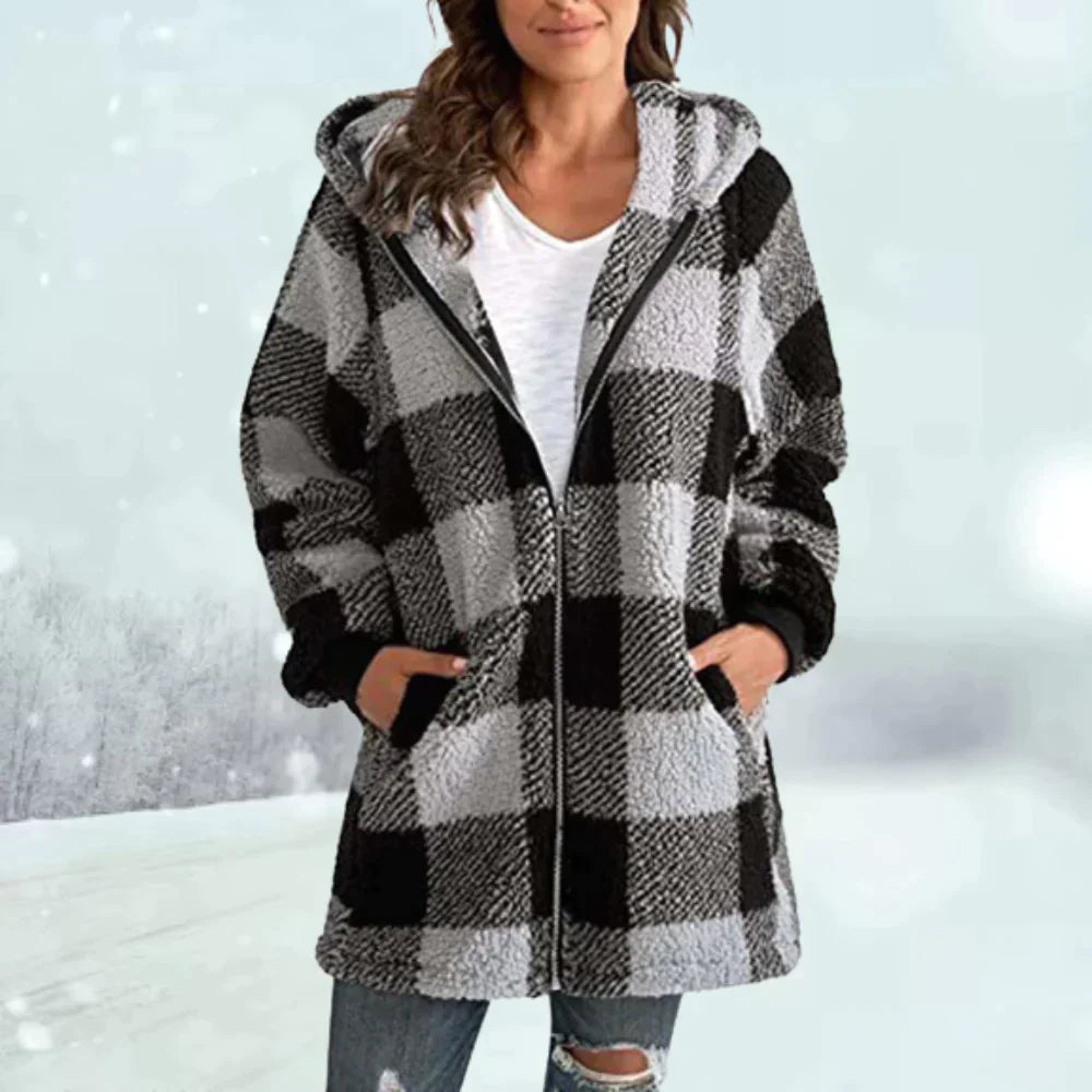 Blakely | Women's Checked Faux Fur Winter Jacket for Cozy Style