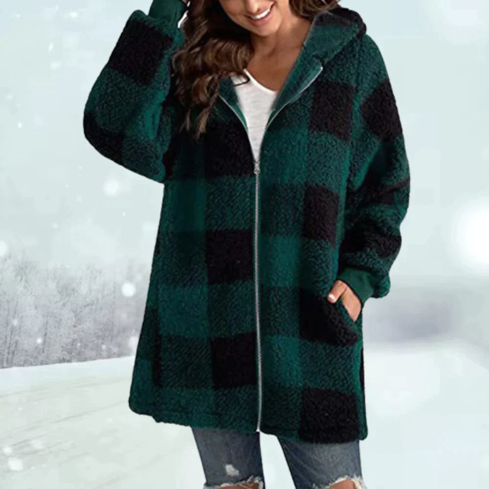Blakely | Women's Checked Faux Fur Winter Jacket for Cozy Style