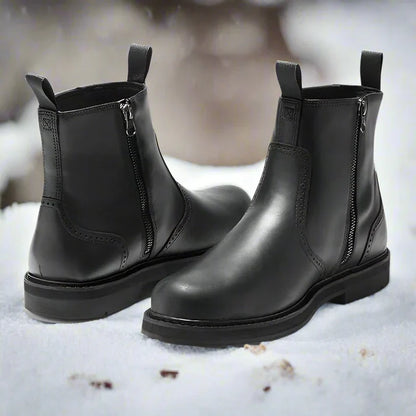 Zippered PU Leather Winter Chelsea Boots Men