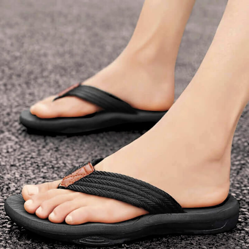 Softer Flip Flops - Orthopaedic Arched Anti-Sweat Sandal Black