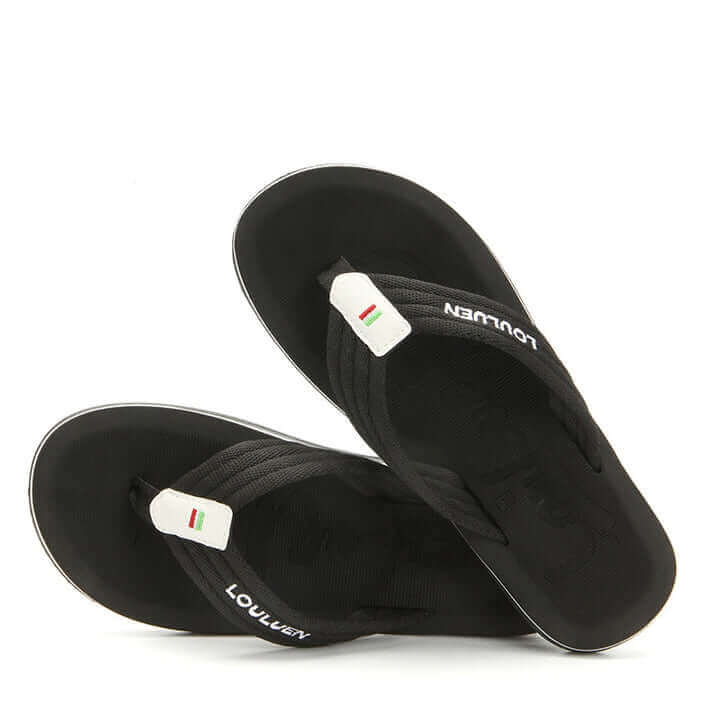 Massage Italian Flip Flops - Comfort Anti-Sweat Sandal Black