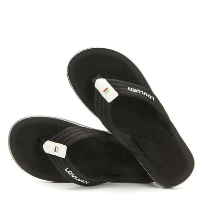 Massage Italian Flip Flops - Comfort Anti-Sweat Sandal Black