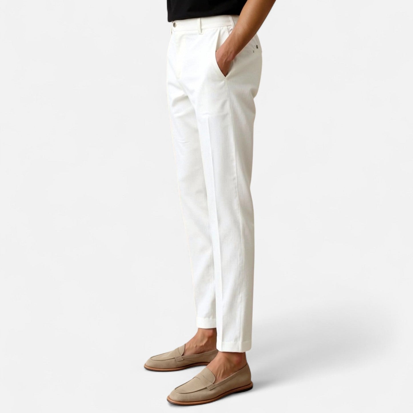 Chino Trousers - Blend Fabric Regular Cut And Easy Movement