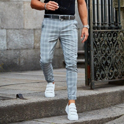 Chinos – Breathable Blend Checked Pattern And Flexible Shape