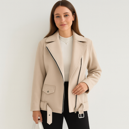 Vienne | Trendy Women's Mid-Calf Jacket with Asymmetrical Zip