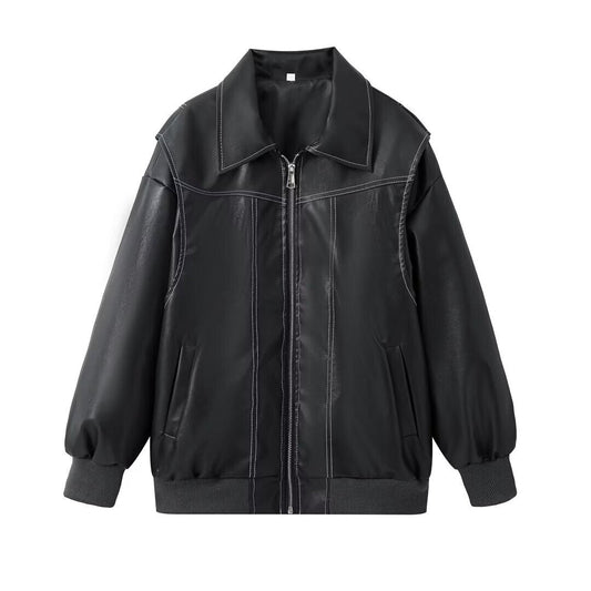 Clarisse | Women's Trendy Oversized Leather Jacket for Cold Weather