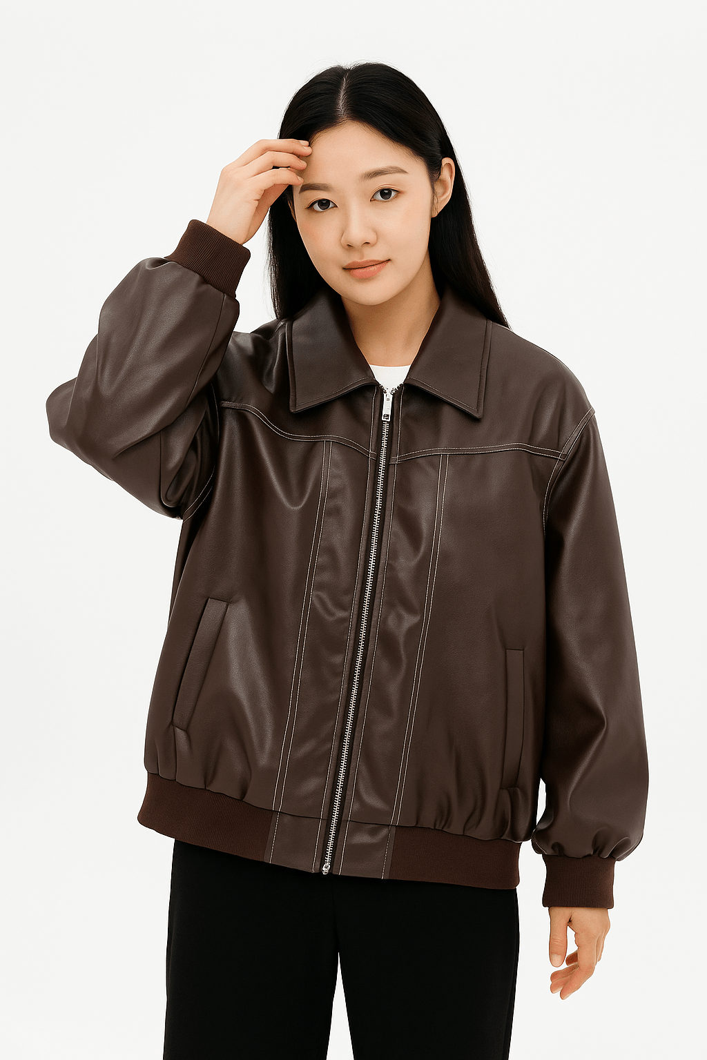 Clarisse | Women's Trendy Oversized Leather Jacket for Cold Weather