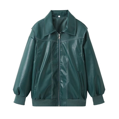 Clarisse | Women's Trendy Oversized Leather Jacket for Cold Weather