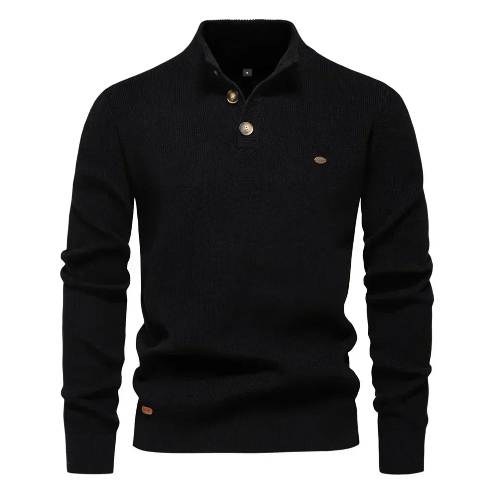 Cevori Stand Collar Tailored Fit Knitted Jumper