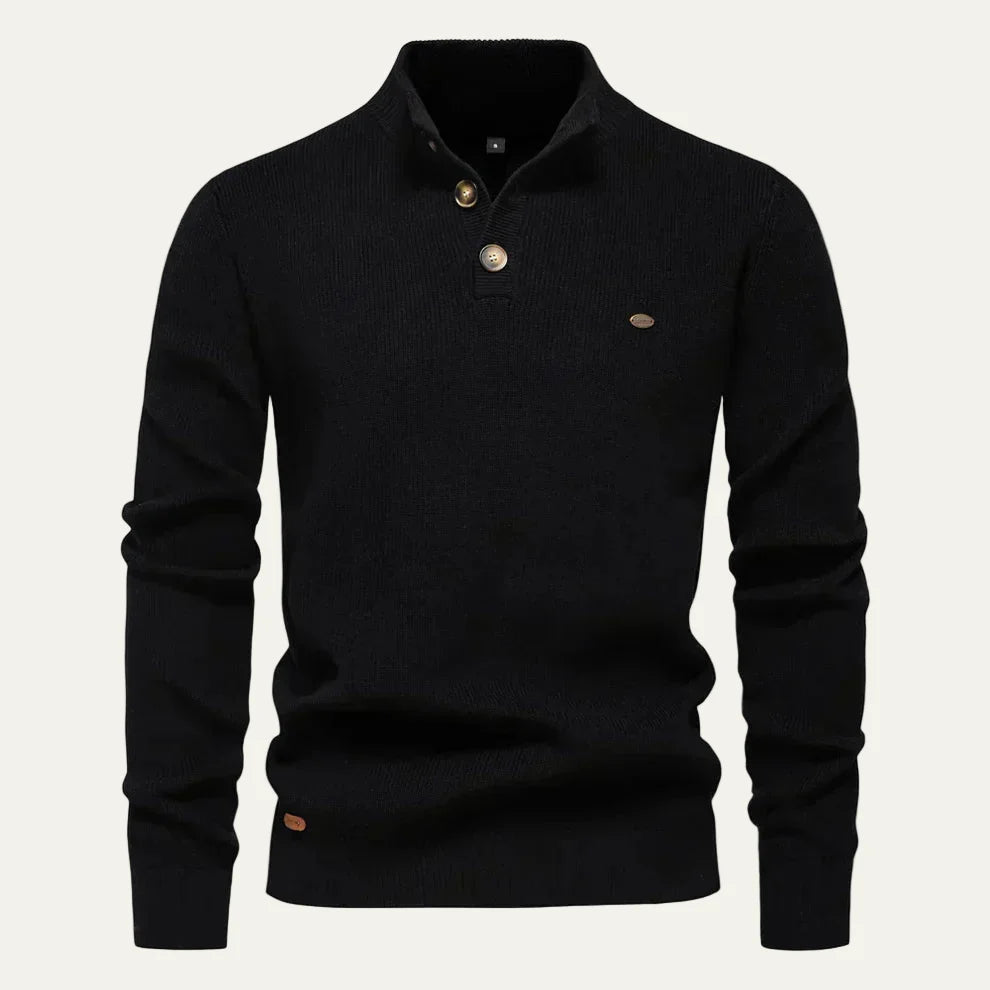 Men’s Textured Henley Knit Sweater