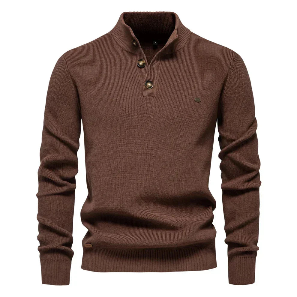 Cevori Stand Collar Tailored Fit Knitted Jumper