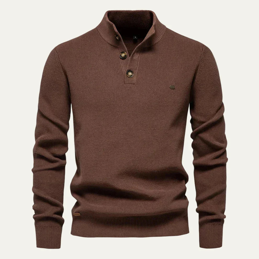 Men’s Textured Henley Knit Sweater