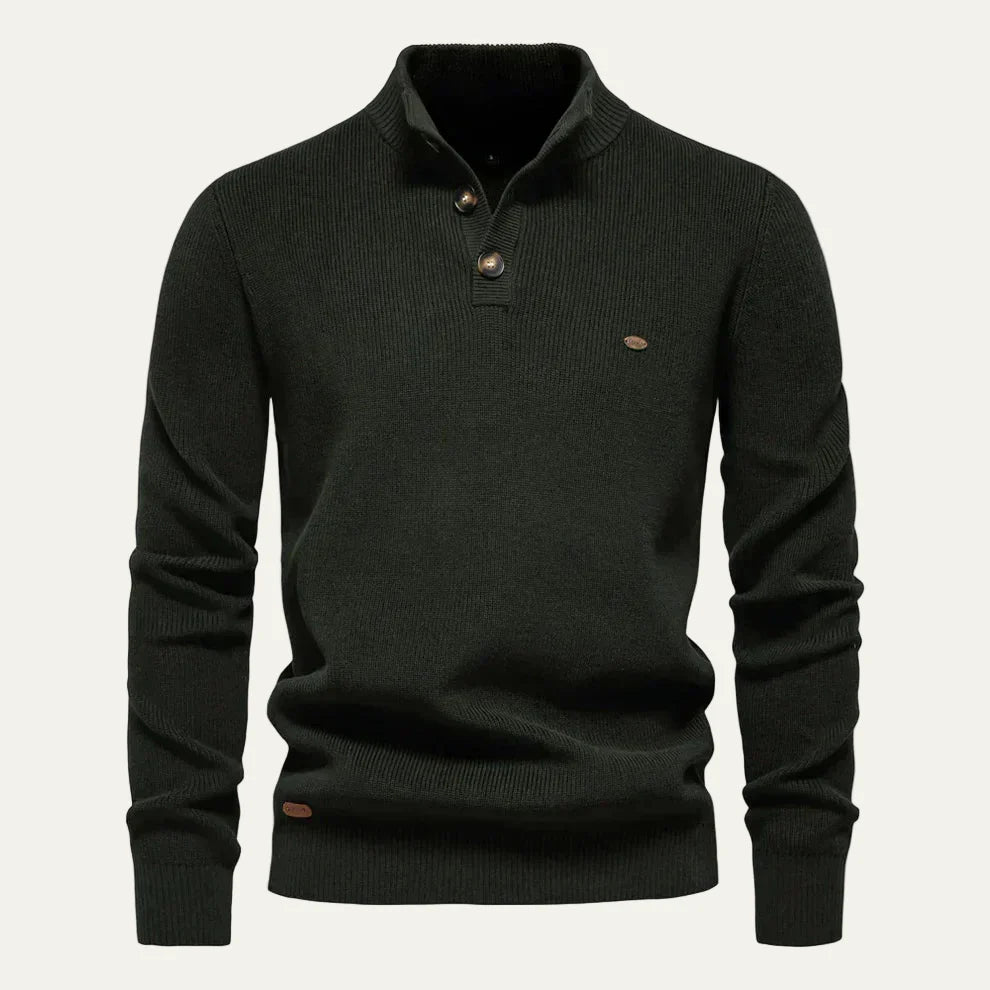 Men’s Textured Henley Knit Sweater