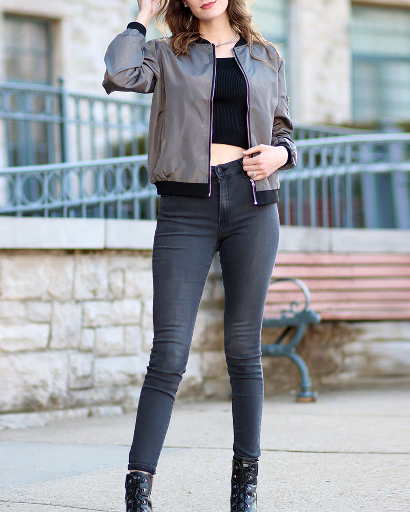 Women's Slim Fit Casual Bomber Jacket
