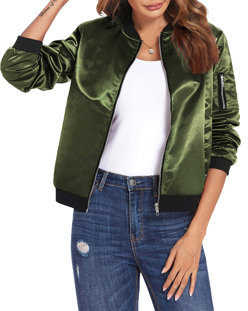 Women's Slim Fit Casual Bomber Jacket