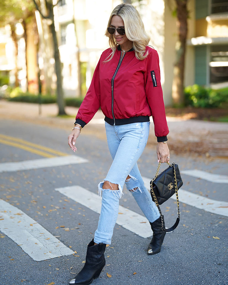 Women's Slim Fit Casual Bomber Jacket