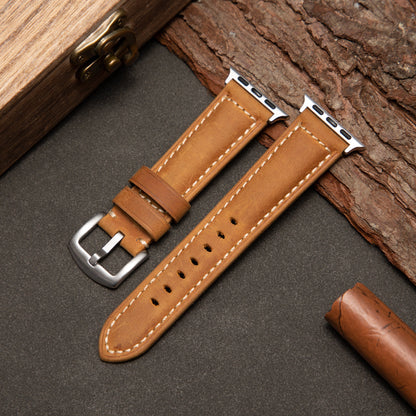 Classic Brown Leather Watch Strap — Textured Finish