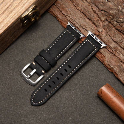 Classic Brown Leather Watch Strap — Textured Finish