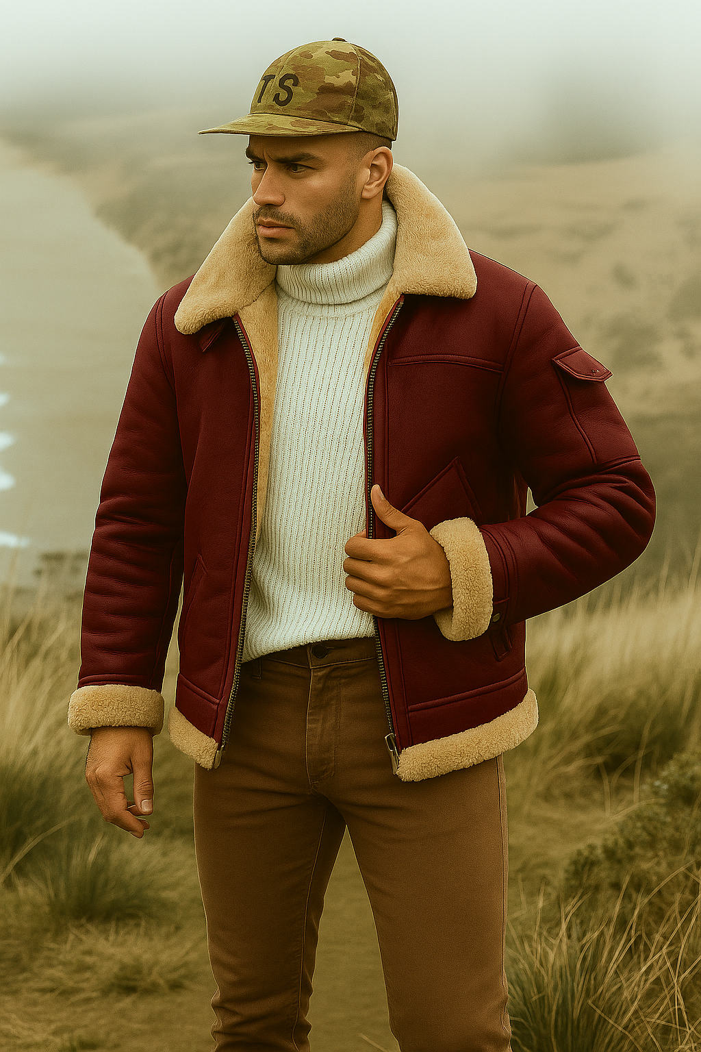 Classic Aviator Jacket Men - Sheep Lined Collar