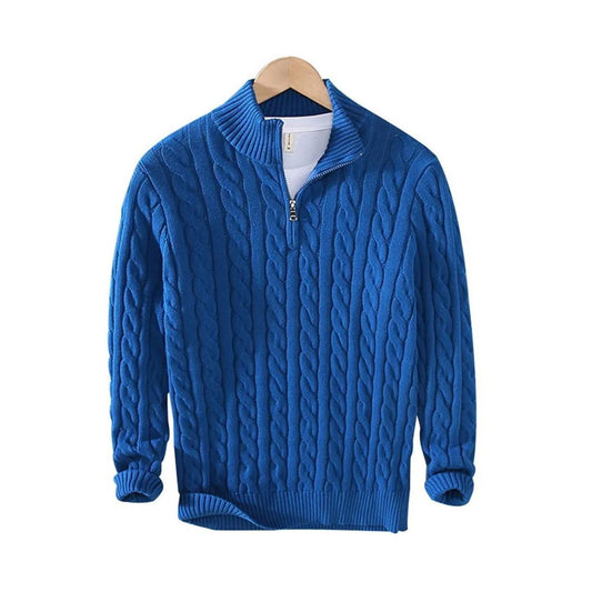 Classic Knitted Cable Half Zip Sweater