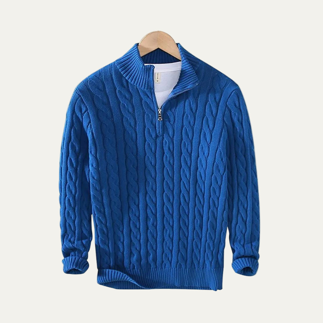 Men’s Cable Knitted Quarter Zip Sweater