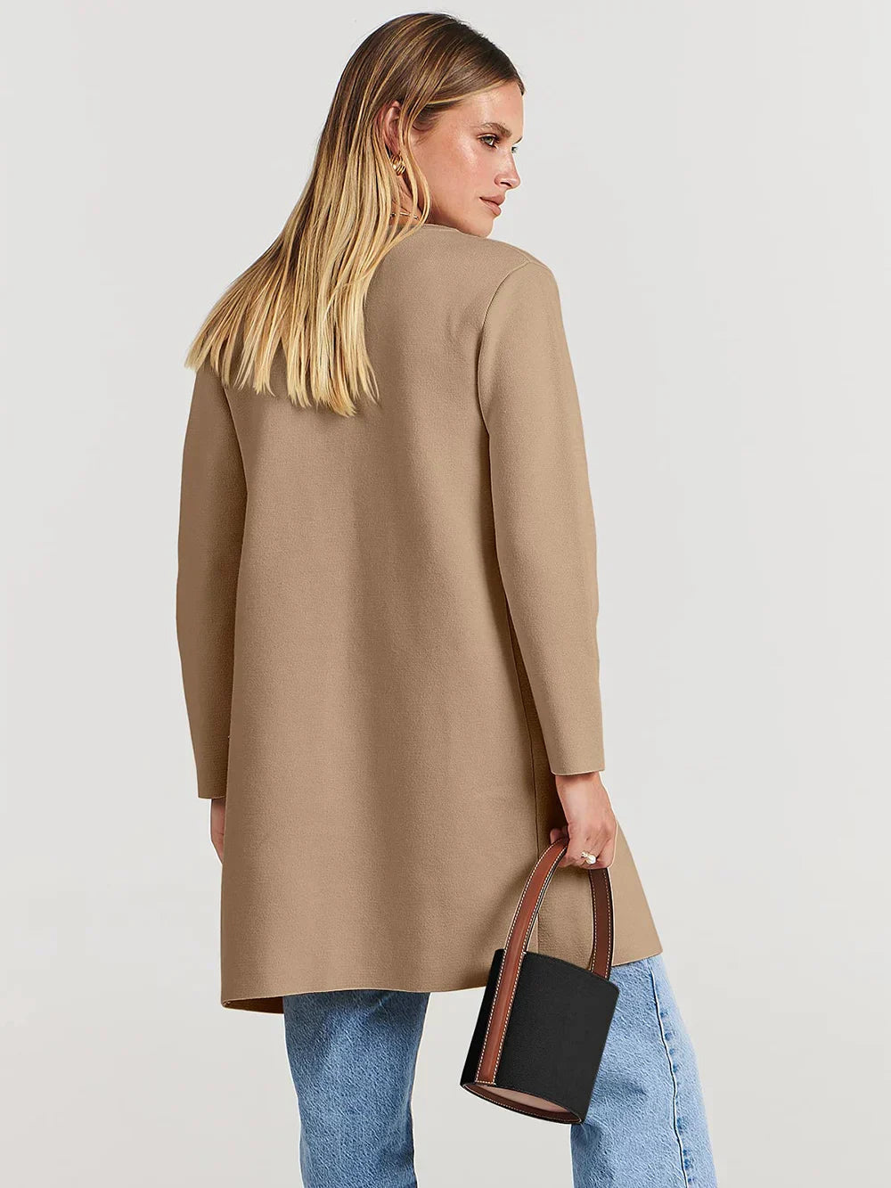 Whitney | Women’s Wool Blend Coat – Classic Knee-Length Design with Wide Lapel for Everyday Elegance