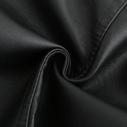 PU leather jacket with stand-up collar for women