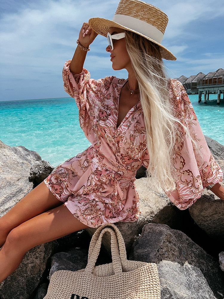 Chic Women's 2-Piece Floral Shorts and Top Set