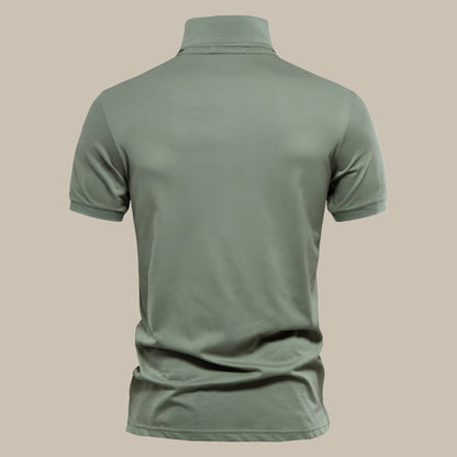 Men's Classic Short Sleeve Polo Shirt with Breathable Cotton Fabric