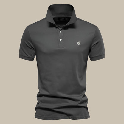 Men's Classic Short Sleeve Polo Shirt with Breathable Cotton Fabric