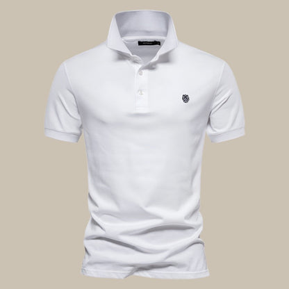 Men's Classic Short Sleeve Polo Shirt with Breathable Cotton Fabric