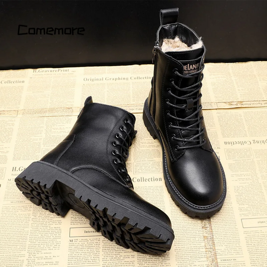 Stylish Black Leather Ankle Boots - BritishElegance
