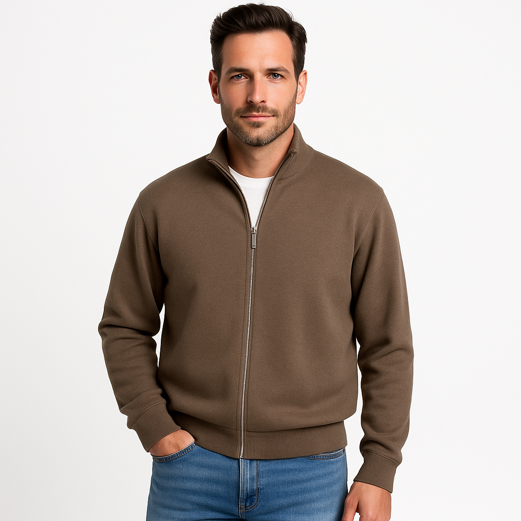 Men’s Classic Full Zip Stand Collar Sweatshirt Jacket
