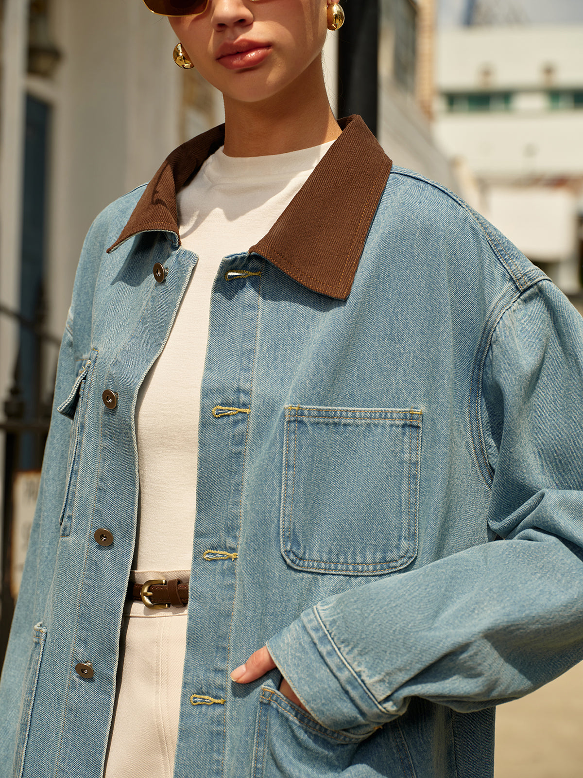 Alejandra | Contrast Collar Versatile Denim Jacket